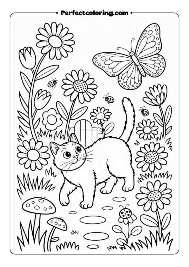 Curious Cat Exploring Garden