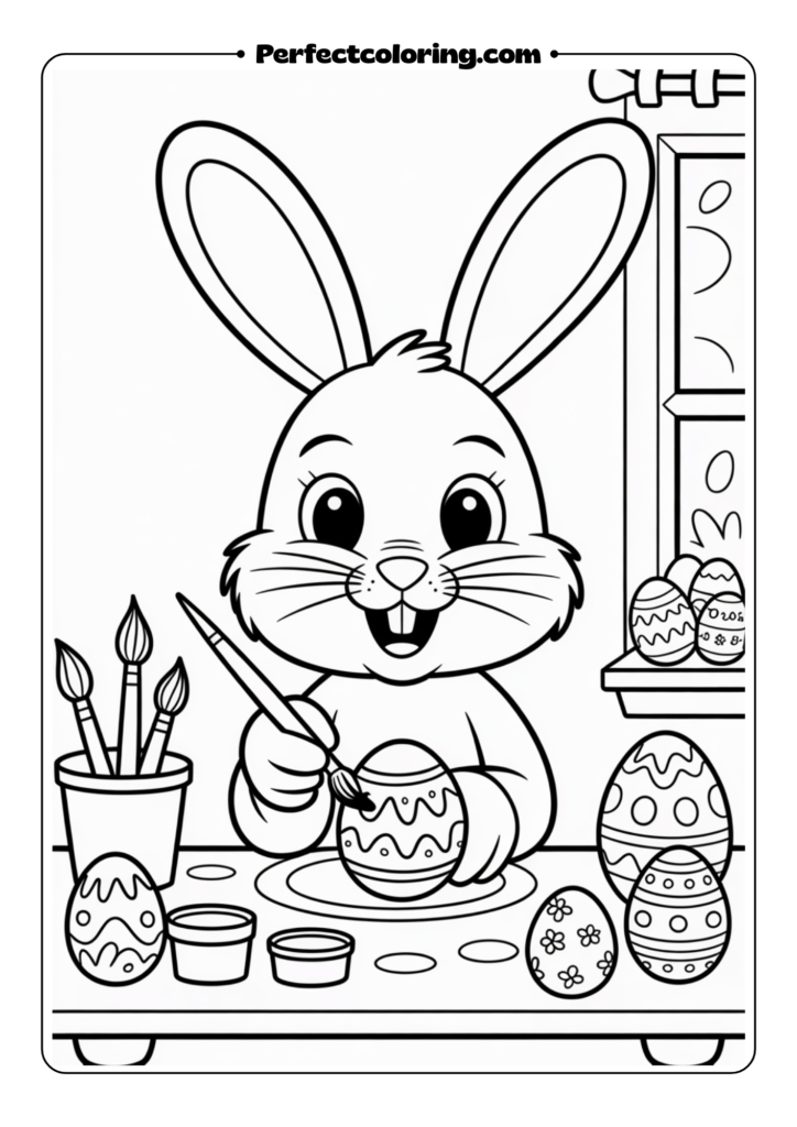 Easter Bunny Coloring Eggs