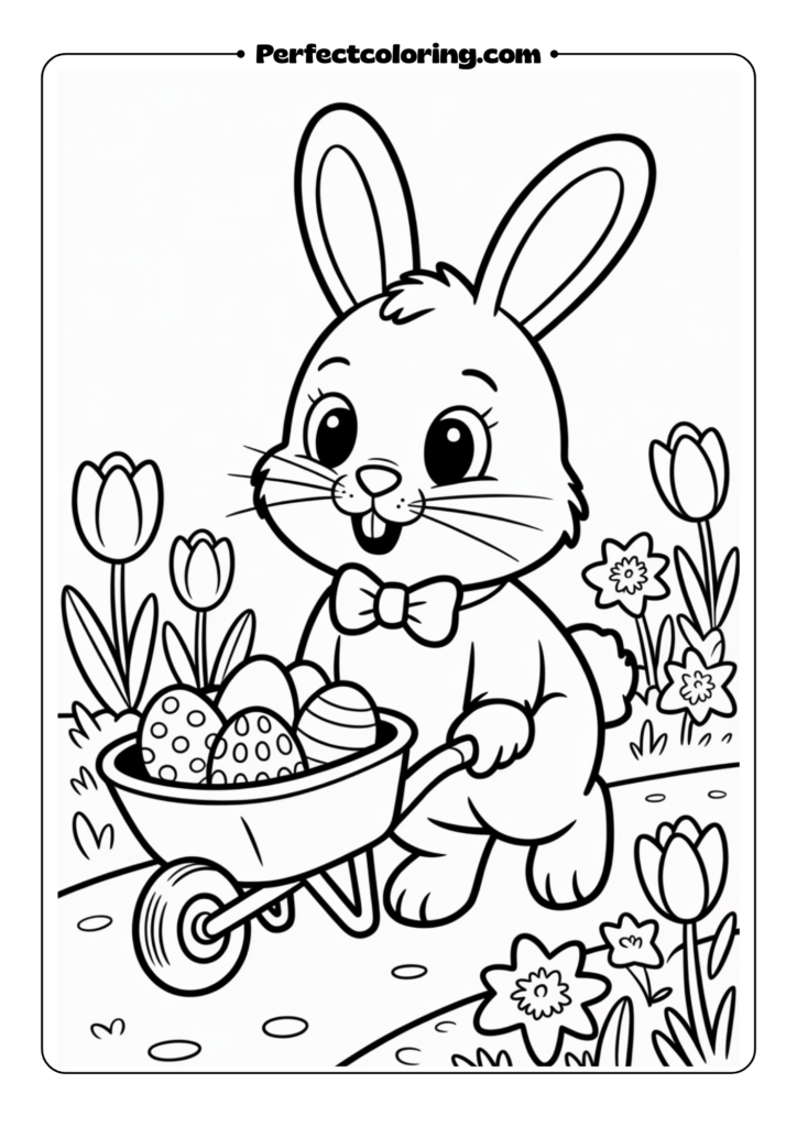 Easter Bunny with Wheelbarrow coloring pages