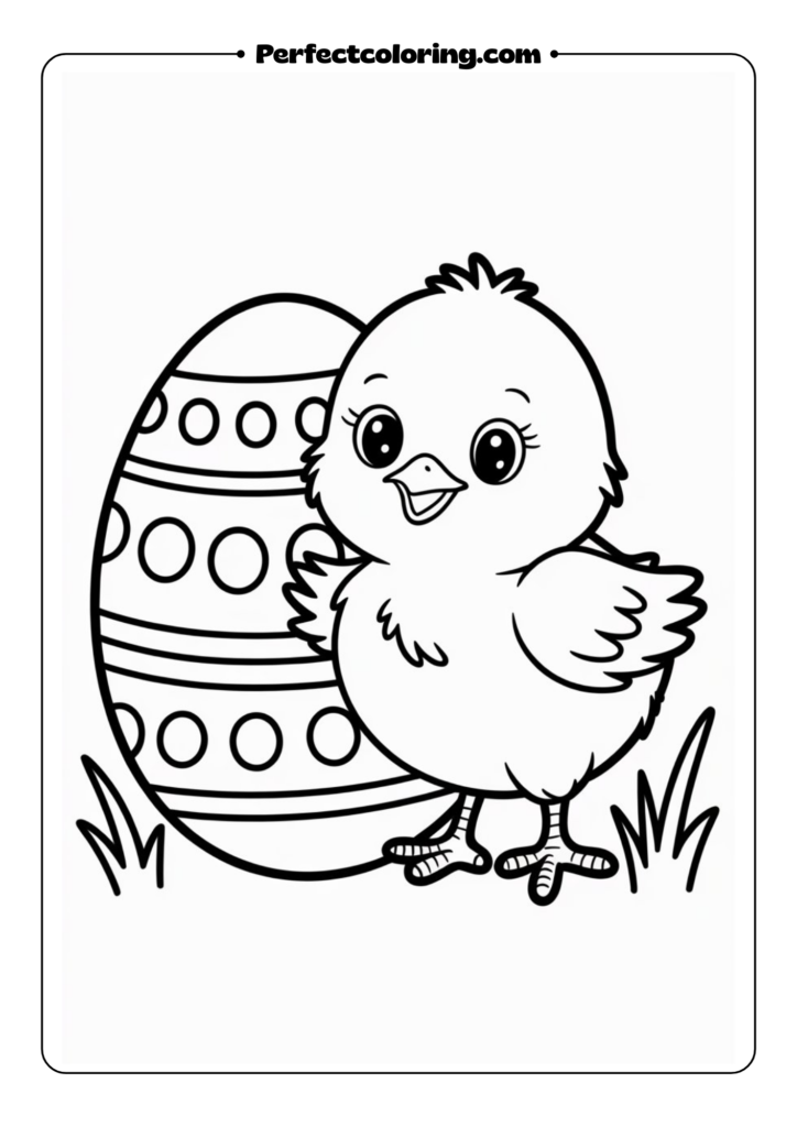 Easter Chick with Decorated Egg coloring pages