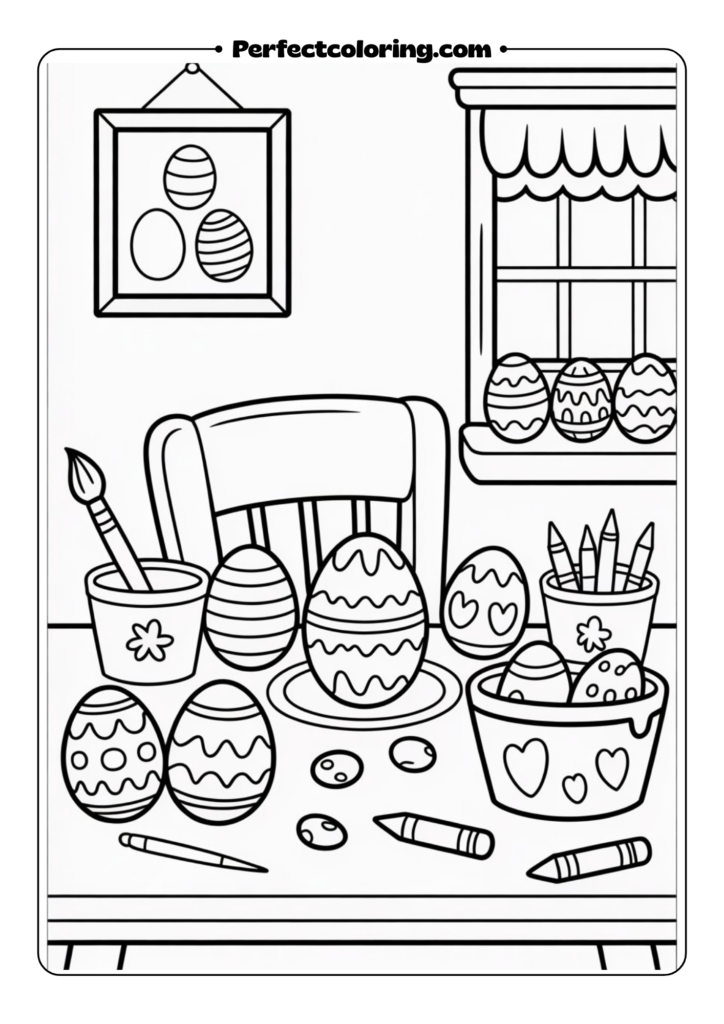 Easter Egg Coloring Station coloring pages