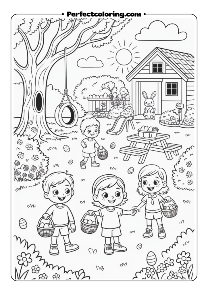 Easter Egg Hunt Adventure coloring pages