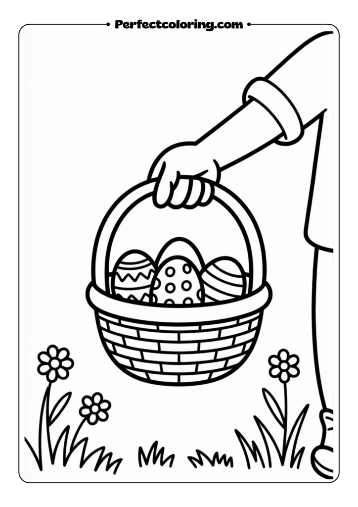 Easter Egg Hunt Basket coloring pages