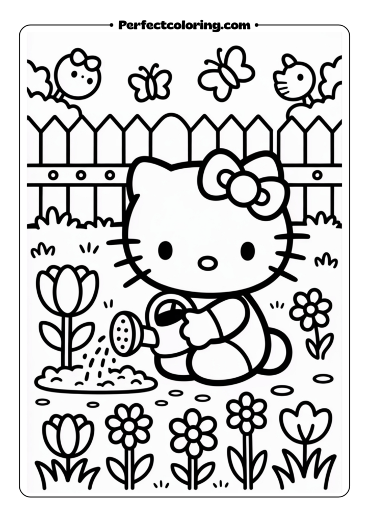 Hello Kitty in the Garden