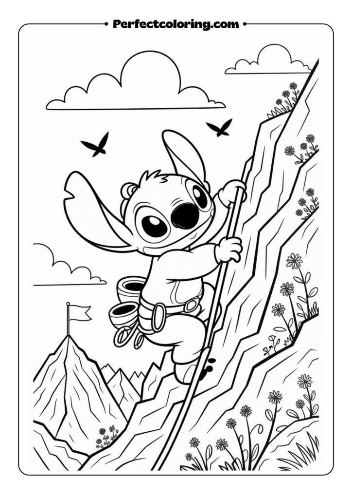 Mountain Climbing Stitch coloring pages