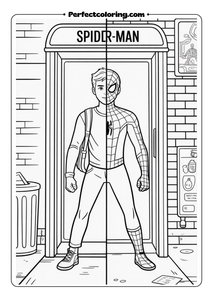 School Transformation Spider-man coloring pages