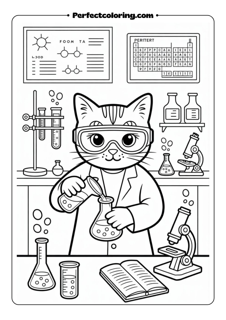Scientist Cat in Laboratory