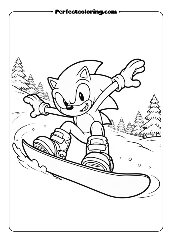 Sonic on a Snowboard