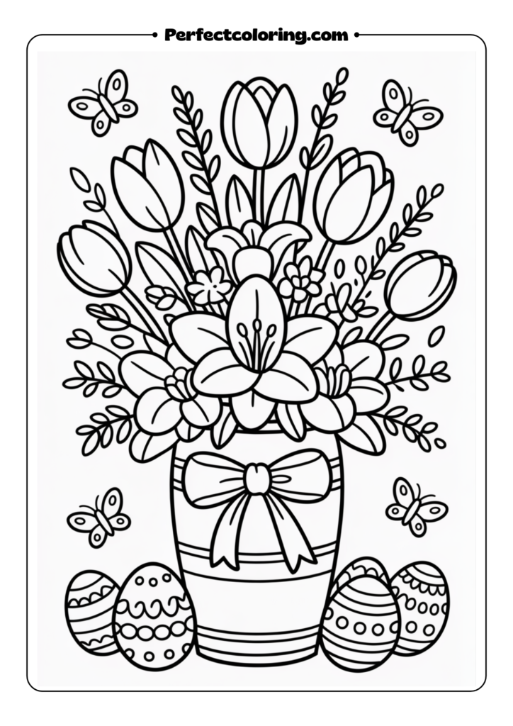 Spring Flowers Bouquet coloring pages