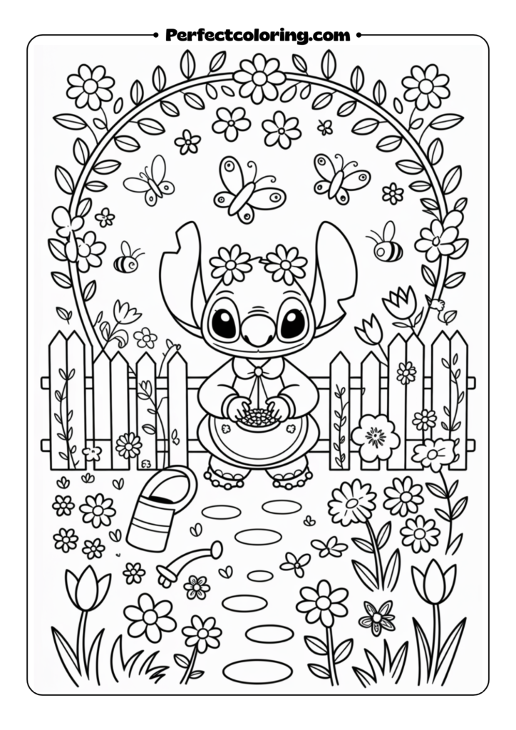 Spring Garden Stitch coloring pages