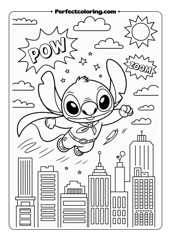 Superhero Stitch coloring pages