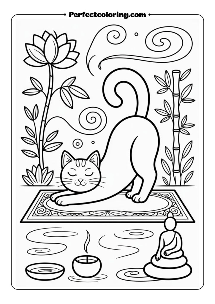 Yoga Cat in Peaceful Pose